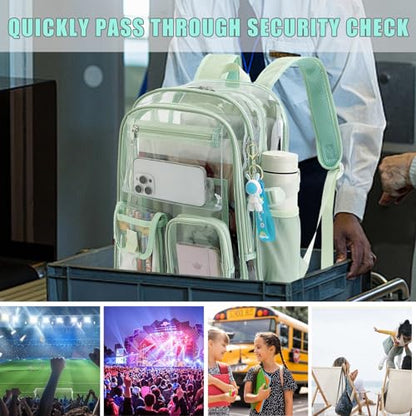 Clear Backpack Heavy Duty Transparent Backpacks Stadium Approved for School Work Sport Travel (Matcha Green) - color: Matcha Green