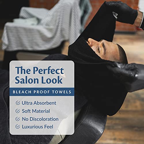 Black Bleach Proof Towels Set, 48 Pack 100% Cotton 16" X 27" Color Safe, Stain Resistant, Quick Drying Towels for Beauty, Hair and Nail Salon, Gym, Spa and Home Hair Care - size: 48 Pack