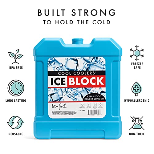 Cool Coolers by Fit + Fresh,XL Cooler Ice Block,Large and Powerful Ice Pack,Perfect for Insulated Cooler,Beach Bag,Backpack-Cooler & Travel,Blue,(Pack of 8) - size: Large Cooler Ice (Pack of 8)