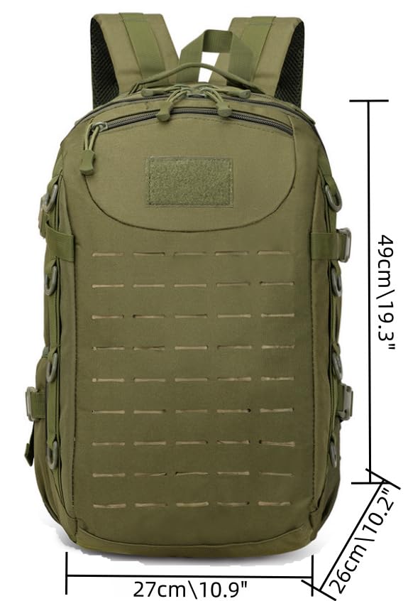 Heavy duty zipper military backpack Outdoor Tactical Backpack，Nylon canvas Knapsack，hiking camping travel Backpack， 3-day backpack，water resistant (army green) - color: Army Green