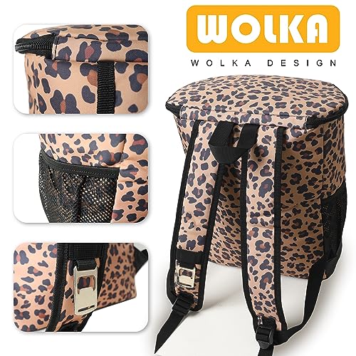 Wolka Cooler Backpack 30 Cans,Portable Backpack Coolers Insulated Leak Proof,Waterproof Soft Sided Cooler Bag for Travel,Beach,Camping,Picnic,Lunch Backpack for Women (Brown Leopard) - color: Brown Leopard