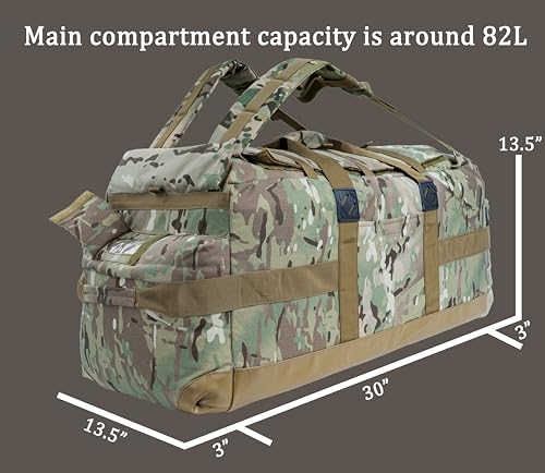 Large Military Duffle Bag Backpack Tactical Field Gear Equipment Duffel Bag Army Deployment Bag 85L - color: At Camo