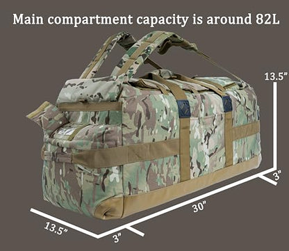 Large Military Duffle Bag Backpack Tactical Field Gear Equipment Duffel Bag Army Deployment Bag 85L - color: At Camo