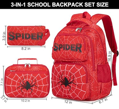 JIANYA School Backpack for Boys and Girls Elementary Children's School Bag Kids Backpack with Lunch Box - color: Letters/ Red