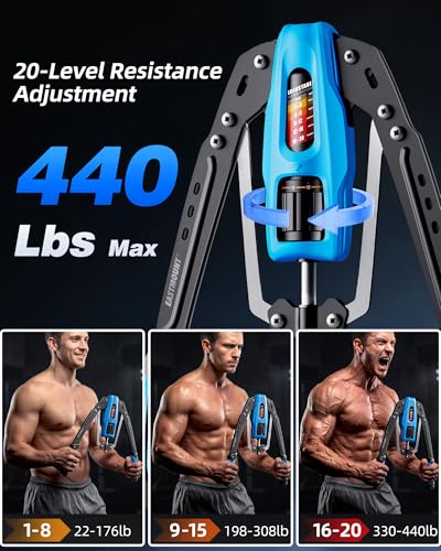 EAST MOUNT Twister Arm Exerciser, Adjustable Hydraulic Resistance 22–440 lbs, Arm Chest & Shoulder Strength Trainer for Home Workouts, Upper Body Muscle Builder, Fitness Training Equipment - color: Blue