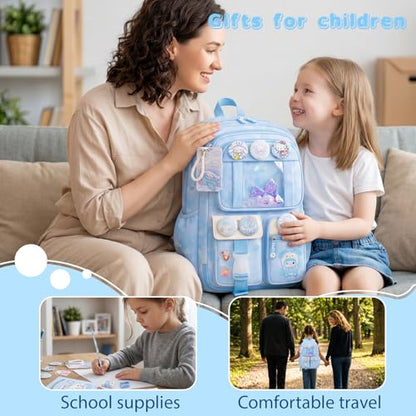 Cute Backpacks for Girls, Cute Backpack for School, Cute School Backpack for Kids Ages 6-12 - color: Blue