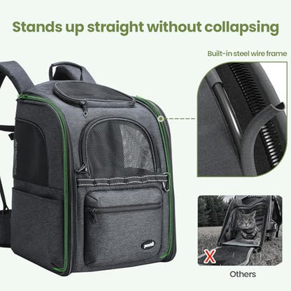 Pecute Ergonomic Cat Backpack, 30% Effort-Saving Breathable Pet Backpack