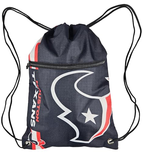 FOCO Houston Texans NFL Drawstring Backpack with Zippered Pocket — Officially Licensed, Cordura Nylon - color: Houston Texans