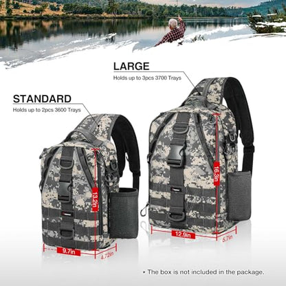 Piscifun Fishing Backpack with Rod Holder, Lightweight Sling Bag Storge Gear and Equipment - color: Digital Camouflage, size: Standard, style: Latch