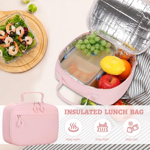 DIGOBAY 3PCS Girls Backpack for School, Kids Backpack for Girls with Lunch Bag Pencil Case, Kids Bookbag Teen Girl Backpacks for Elementary Middle High College School (Pink) - color: Pink