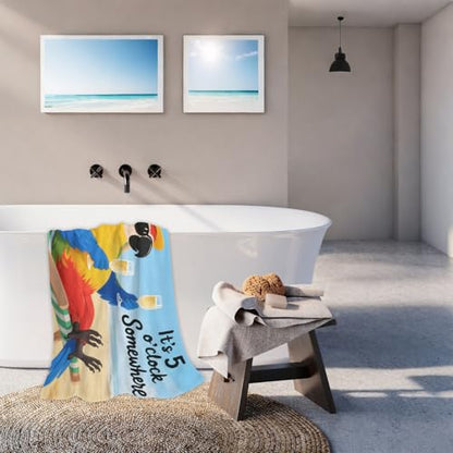It's 5 O'Clock Somewhere Beach Towel, Funny Summer Aldult Quick Dry Camping Bath Towel, Absorbent Thin Lightweight Beach Blanket for Sports Travel Pool Swimming Bathroom 30x60 Inch/ 77X153cm - color: It's 5 O'clock Somewhere