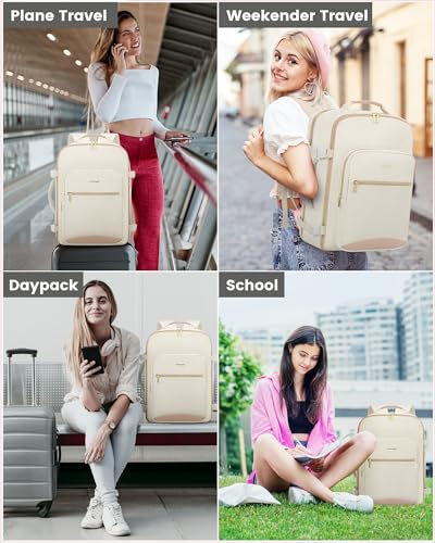 LOVEVOOK 40L Travel Backpack Flight Approved Carry on Backpack,3 Packing Cubes,Waterproof Personal Item Travel Bag,TSA Carry on Luggage Suitcase Travel Essentials,Gifts for Women & Men,fits 17" Laptop - color: Beige-flesh Beige, size: Large-40L-4Pcs