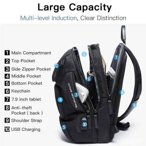 BANGE Sling Bag, Waterproof Crossbody Backpack, Shoulder Bag for Men - color: Black, size: Without Lock