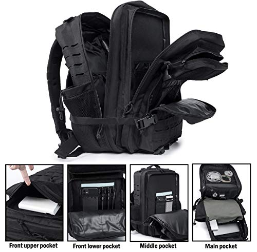QT&QY 25L/45L Military Tactical Backpack For Men Molle Daypack 3 Day Bug Out Bag Hiking Rucksack With Bottle Holder - color: 45l 2.0 Khaki