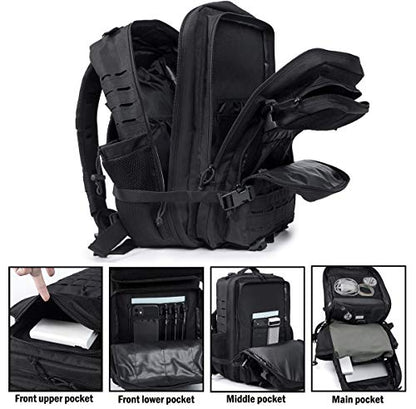 QT&QY 25L/45L Military Tactical Backpack For Men Molle Daypack 3 Day Bug Out Bag Hiking Rucksack With Bottle Holder - color: 45l 2.0 Khaki
