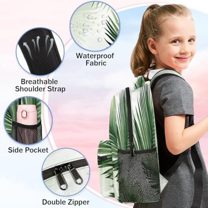 Tropical Green Plant Backpack with Chest Strap, Casual Backpack for Women Men, 16 Inch Daypack for Travel Work, Palm Leaf - color: Green