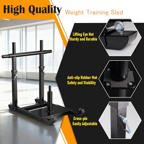 GanFindX Weight Sled, Workout Sled, Fitness Strength Training Sled for Athletic Exercise and Speed Improvement, Suitable for 1" and 2" Weight Plates - color: H-Bar Black