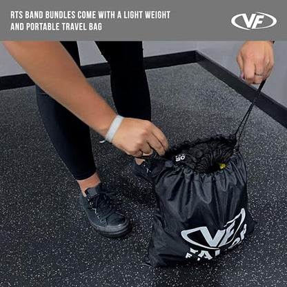 Valor Fitness Resistance Bands - 5lb to 25lbs - Carabiners Attached & 2 Bands per Weight Option with Handles– Sheath Covered - Strength Training New Compact 39" Design - Wall Door Rack Mount Options - color: Black - RTS-SET