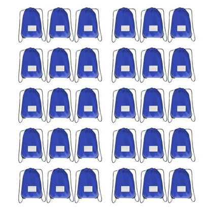 Drawstring Backpack Bulk 30 Packs Draw String Bags for Gym Sports Trip Pedestrianism Cinch Sack DIY for Women Men with Memo Card (royal blue) - color: Royal Blue