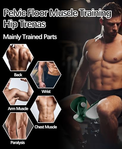 Pelvic Floor Exercise Device Available in 35 lb and 49 lb Resistance, Kegel and Inner Thigh Muscle Trainer, Home Workout Equipment for Postpartum Recovery, Women and Men, with Band - color: Dark Green