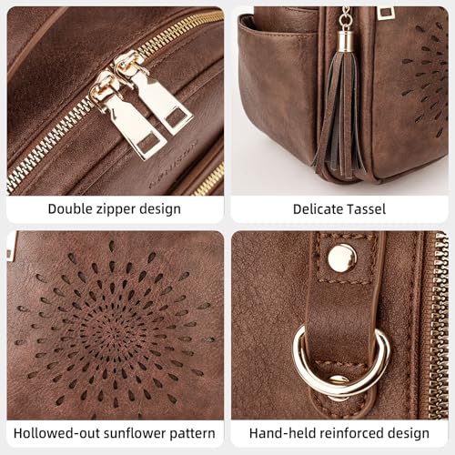 APHISON Small Backpack Purse for Women Cute PU Leather Mini Backpacks Ladies Casual Lightweight Travel Daypack Waterproof - color: 2-coffee, size: Small