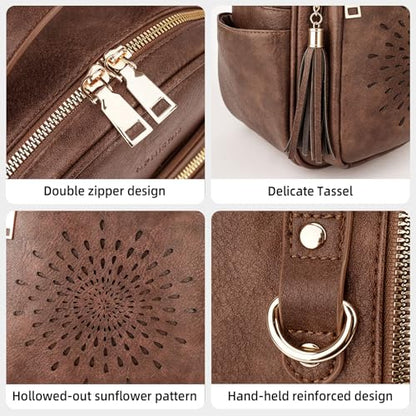 APHISON Small Backpack Purse for Women Cute PU Leather Mini Backpacks Ladies Casual Lightweight Travel Daypack Waterproof - color: 2-coffee, size: Small