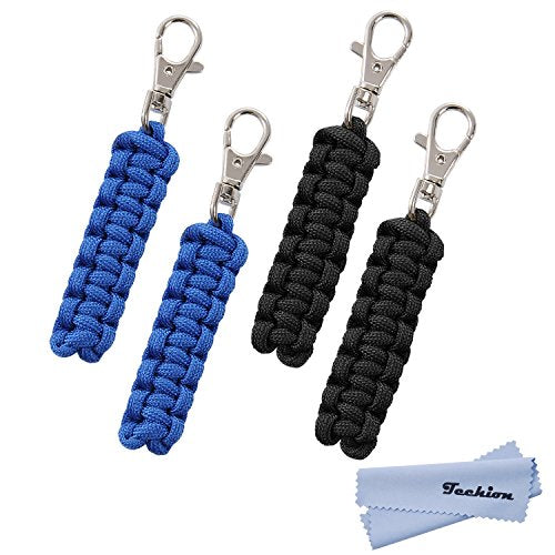 4 Pack Paracord Zipper Pulls for Backpacks, Tents, Trolley Cases, Traveling Cases, Jackets and Many Other Items that with Zippers - color: BlackBlue