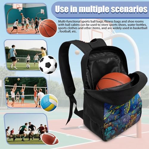 Basketball Backpack With Separate Ball Compartment And Shoes Fit Basketball Volleyball Football - color: Turtle