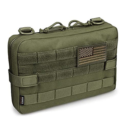 WYNEX Tactical Admin Molle Pouch, Medical EDC EMT Utility Bag Shell Design Attachment Pouches 1000D Nylon Hiking Belt Bags - color: Green (Upgraded)
