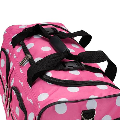 Rockland Rolling Duffel Bag, Black, 22" - color: Pink Dot, size: 22"