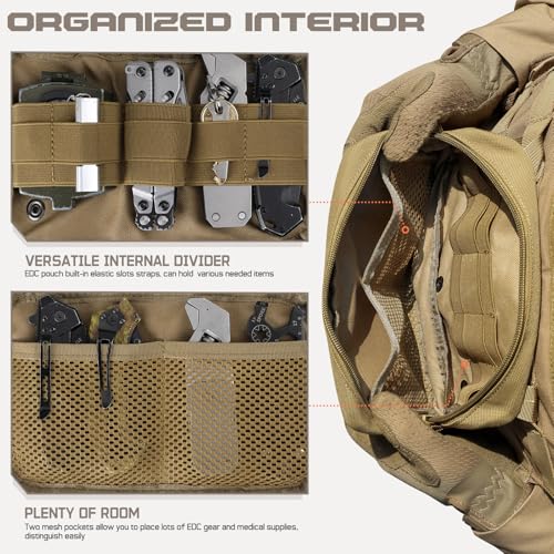 Molle Admin Pouch for Tactical Backpack, EDC Tool Pouch Organizer, Tactical Admin Pouch Molle, Belt Zipper Utility Waist Bag, Horizontal Phone Pouch with US Flag Patch - color: Khaki