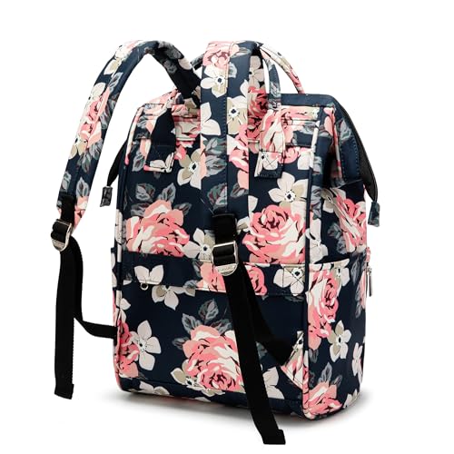 Kinmac Laptop Backpack for Women and Men, Large Capacity Travel Backpack for 15.6 inch Laptop Computer (Blue Rose) - color: Blue Rose