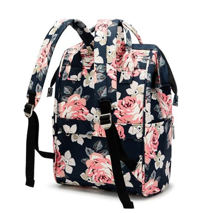 Kinmac Laptop Backpack for Women and Men, Large Capacity Travel Backpack for 15.6 inch Laptop Computer (Blue Rose) - color: Blue Rose