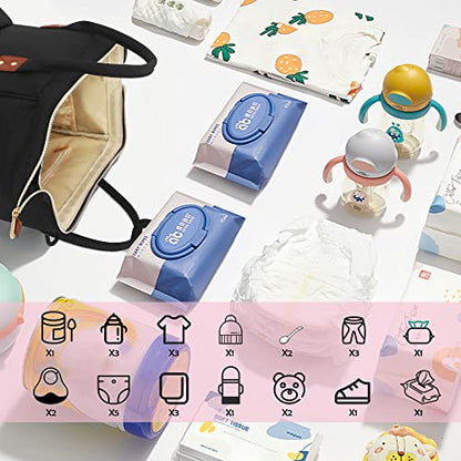 Femuar Diaper Bag Backpack Multifunction Maternity Nappy Baby Bag for Girls & Boys Large Capacity Travel Diaper Bags Dark Black - color: Dark Black