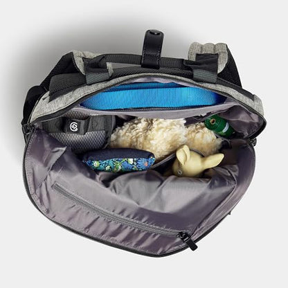 Cleverpup Porter 2-in-1 Dog Gear Backpack – Premium Dog Travel Bag with 10 Pockets, Zip-Off Treat Pouch, Leash Clip, Waterproof Pockets & Water Bottle Holder – Weekend, Hiking, Camping, Graphite - color: Graphite
