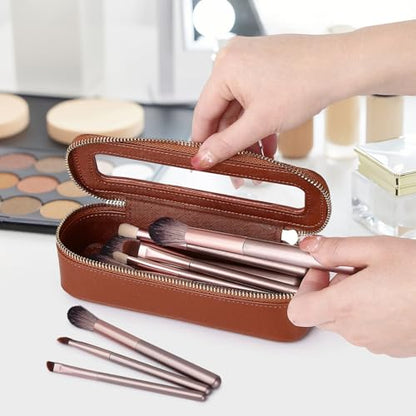Travel Makeup Set Waterproof Transparent Cosmetic Bag and Toiletry Bag Makeup Brush case with Zipper Car Essentials for Women (Brown, L+M+SLIM) - color: Brown, size: L+M+Slim