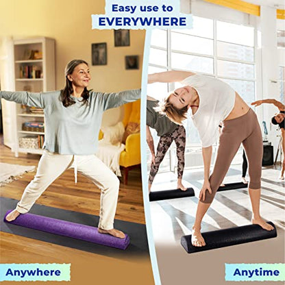 Yes4All High-Density EPP Half Round Back Roller Foam, Exercise Foam Roller for Yoga, Pilates & Stretching - 12, 18, 24, 36 inch - color: Black, style: 24 inch