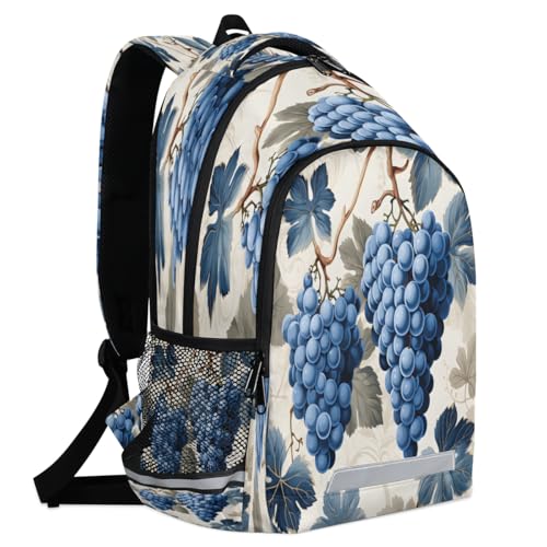 Watercolour Beautiful Grapes Backpack with Chest Strap Reflective Lightweight Travel Hiking Backpack for Men Women Waterproof Daypack Back Pack for Commute Camping