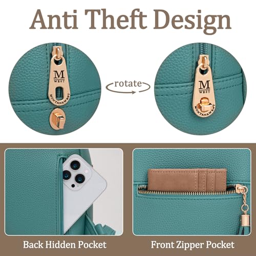 Mini Backpack Purse for Women Anti Theft Backpacks with Secured Zipper and Tassel - color: Mini Turquoise