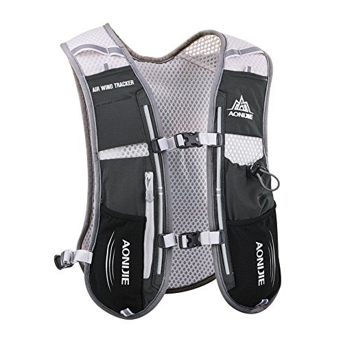 AONIJIE Hydration Vest Pack Backpack 5L 5.5L Marathoner Running Vest Race Hydration for Women and Men Trail Run Hiking Jogging - color: Black and No Water Bladder