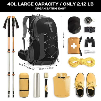 Maelstrom Hiking Backpack,Camping Backpack,40L Waterproof Hiking Daypack with Rain Cover,Lightweight Travel Backpack,Black - color: 40l Black, size: 40l