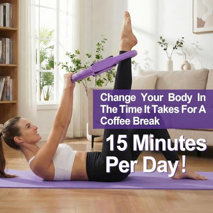 Home Pilates Ring and Ball Set for Women with 5 Resistance Bands 13 inch Magic Circle Workout Starter Kit for Beginners Full Body Toning 15 Min Daily Routine - color: Purple Mix