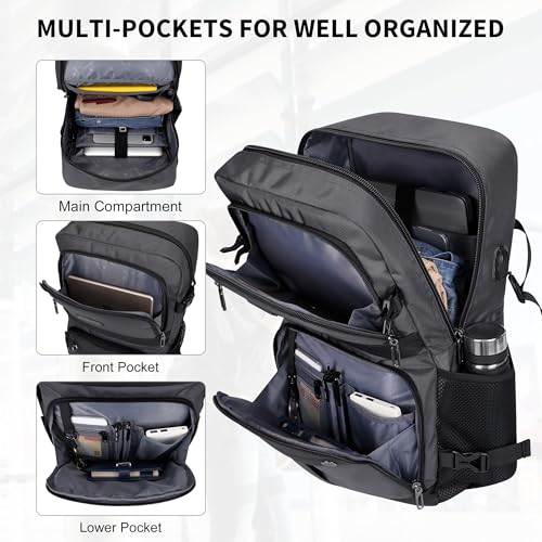 WITZMAN Carry on Travel Backpack for Men Women Laptop Backpack with USB Charging Port Airline Approved(B683 Silvery Grey) - color: Silvery Grey