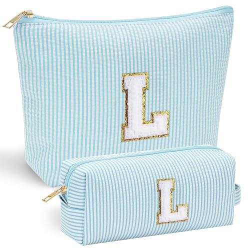 YOOLIFE Cute Makeup Bag for Women Girls - Personalized Teenager Girl Gift Ideas | Initial Make Up Bag | Gifts for Women Friends | Skin Care Bag | Mothers Day Gifts | Tween Girls Trendy Stuff L - color: Light Green, style: L