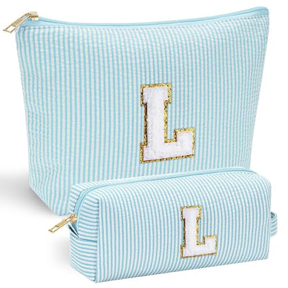 YOOLIFE Cute Makeup Bag for Women Girls - Personalized Teenager Girl Gift Ideas | Initial Make Up Bag | Gifts for Women Friends | Skin Care Bag | Mothers Day Gifts | Tween Girls Trendy Stuff L - color: Light Green, style: L