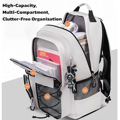 Durable Lightweight Waterproof Backpack, Travel Backpack, College School Backpack for Men and Women, Includes a Fashion Keychain, Grey | PM2275
