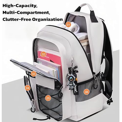 Durable Lightweight Waterproof Backpack, Travel Backpack, College School Backpack for Men and Women, Includes a Fashion Keychain, Grey | PM2275