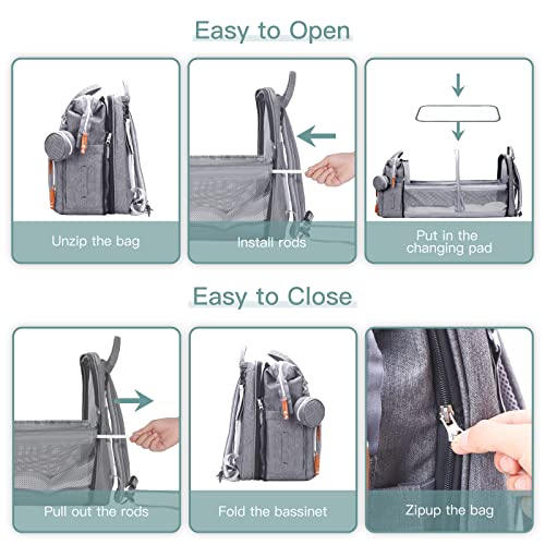 ISMGN Diaper Bag Backpack with Changing Station, Large Diaper Bag, Baby Bag, Multifunctional Diaper Bag, Gray - color: Upgrade Gray