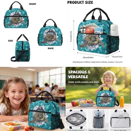 Talayituse 3D Turtle Jellyfish Print 6 Pcs Backpack Set Travel Bag Portable Bookbag Large Capacity Backpacks Schoolbag with Lunch Box Pencil Case Water Bottle Holder, Bookmark & Keychain - color: 3d Turtle Jellyfish