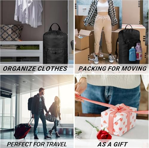 Laundry Bag Backpack with Shoulder Straps and Mesh Pocket Laundry Backpack Large Portable Laundry Hamper for College Laundromat Apartment with Drawstring Closure, Adjustable Back Straps (Black) - color: Charcoal Black